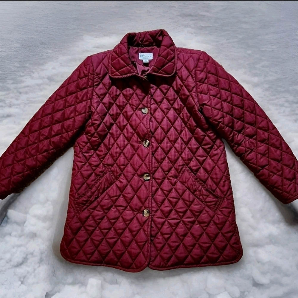 VTG Y2K The TOG Shop quilted jacket Size M Petite Color burgandy
